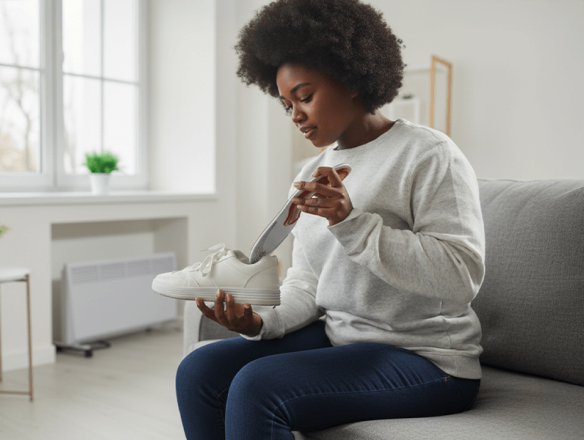 woman using shoe insert for plantar fasciitis